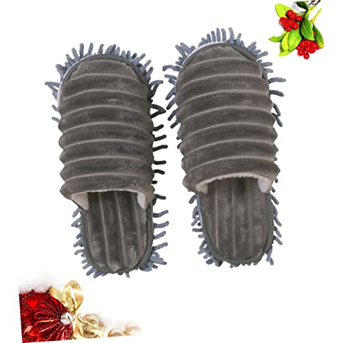 IWOWHERO 1 Pair Indoor Slippers Household Vacuum Cleaners Women'sandals Foot Mop Slippers Reusable Slipper Bathroom Mop Slippers Floor Leisure Shoes Small Mop Grey Miss Stripe Frey Mop