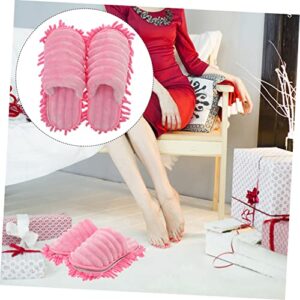 IWOWHERO 1 Pair Womens Duster Fuzzy Slippers for Women Household Vacuum Cleaners Detachable Mopping Shoes Floor Cleaning Slippers Mop Slipper Shoes Sandals Small Mop Sweeper Miss The Lazy