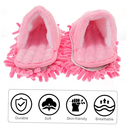 IWOWHERO 1 Pair Womens Duster Fuzzy Slippers for Women Household Vacuum Cleaners Detachable Mopping Shoes Floor Cleaning Slippers Mop Slipper Shoes Sandals Small Mop Sweeper Miss The Lazy