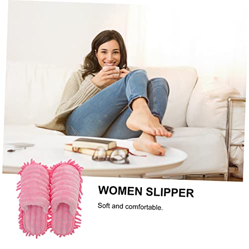 IWOWHERO 1 Pair Womens Duster Fuzzy Slippers for Women Household Vacuum Cleaners Detachable Mopping Shoes Floor Cleaning Slippers Mop Slipper Shoes Sandals Small Mop Sweeper Miss The Lazy