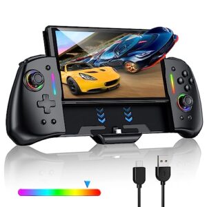 switch controller for nintendo switch/oled, rgb one-piece joypad controller for switch controllers joy-con with adjustable turbo, dual motor vibration,handheld switch pro controller for switch gaming