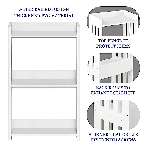 HAYOFAMY 3-Tier Side Table, Bookshelf for Small Spaces, White Nightstand, Narrow Bookcase End Table with Storage Shelf for Living Room, Office, Bedroom, Kids Room