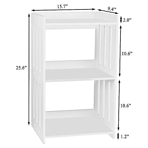 HAYOFAMY 3-Tier Side Table, Bookshelf for Small Spaces, White Nightstand, Narrow Bookcase End Table with Storage Shelf for Living Room, Office, Bedroom, Kids Room