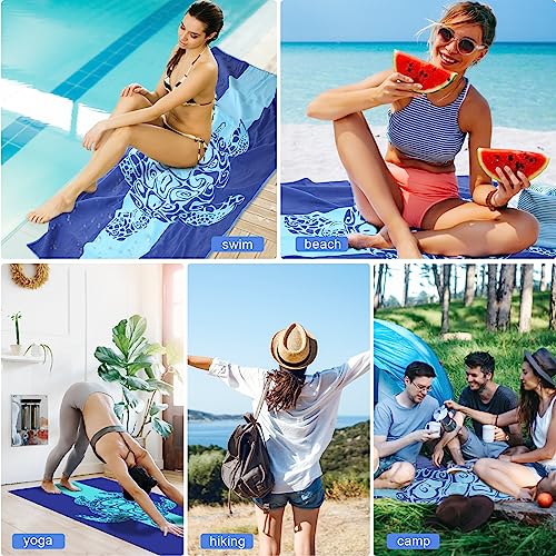 FEERNICH Beach Towels, Microfiber Beach Towels-Quick Dry Sand Free Super Absorbent Towels, Travel Towels Oversized Beach Blanket(63" x 32") Lightweight Towels for Swimming Sports Beach Camping