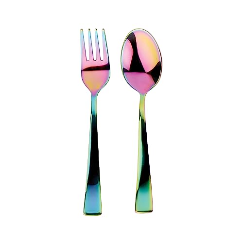 Ahimsa Stainless Steel Fork & Spoon | Toddler Dishware | No Plastic | 100% BPA Free | Dishwasher Safe (Rainbow)