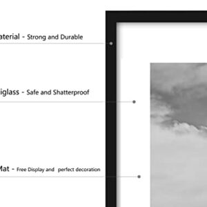 PEALSN 12x18 Picture Frame, Display Pictures 11 x 17 with Mat or 12 x 18 Without Mat for Wall Mounting Display, Photo Frames, Black.