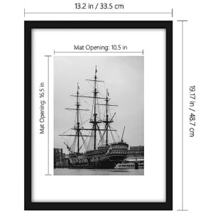 PEALSN 12x18 Picture Frame, Display Pictures 11 x 17 with Mat or 12 x 18 Without Mat for Wall Mounting Display, Photo Frames, Black.