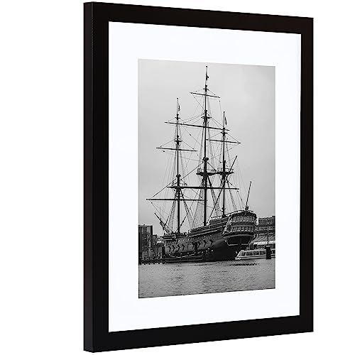 PEALSN 12x18 Picture Frame, Display Pictures 11 x 17 with Mat or 12 x 18 Without Mat for Wall Mounting Display, Photo Frames, Black.
