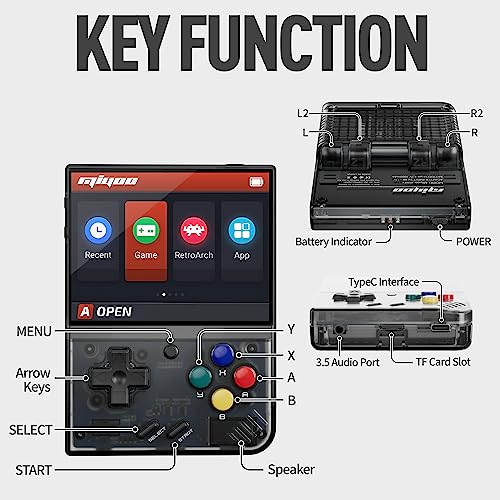 Miyoo Mini Plus Handheld Game Console, with Dedicated Storage Case, 3.5 Inch IPS 640x480 Screen, 64G TF Card with 10,000+ Games, 3000mAh 7+Hours Battery, Support Wireless Network (Black 64G+Case)