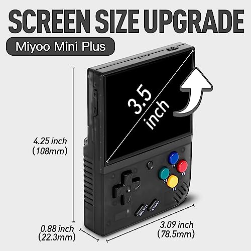 Miyoo Mini Plus Handheld Game Console, with Dedicated Storage Case, 3.5 Inch IPS 640x480 Screen, 64G TF Card with 10,000+ Games, 3000mAh 7+Hours Battery, Support Wireless Network (Black 64G+Case)