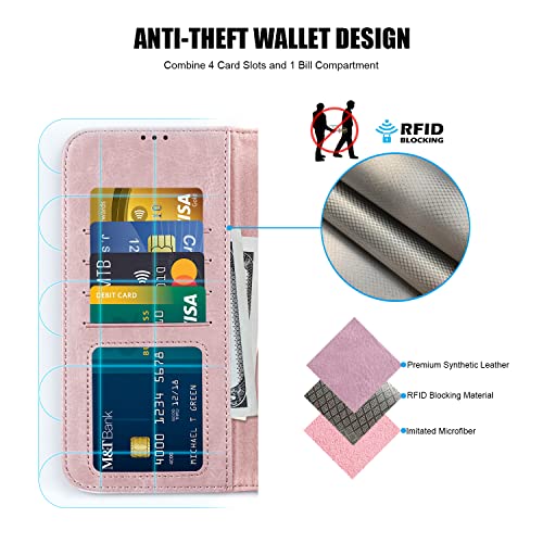 DorisMax iPhone 14 Pro Max Wallet Case,Detachable Flip Folio Cover RFID Blocking 4 Card Slots Holder Premium PU Leather Magnetic Kickstand Protective Phone Case for iPhone 14 Pro Max 6.7" Pink