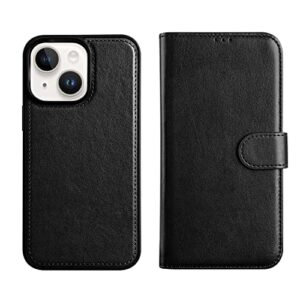 DorisMax iPhone 14 Wallet Case,Detachable Flip Folio Cover RFID Blocking 4 Card Slots Holder Premium PU Leather Magnetic Kickstand Shockproof Protective Phone Case for iPhone 14 6.1" Black Color