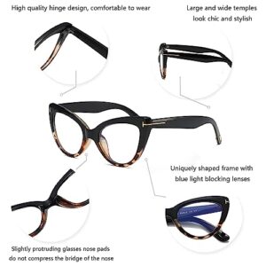 Hubeye 3 Pairs Cat Eye Reading Glasses for Women Oversized Anti Blue Light Computer Readers Fashion Cute Ladies Eyeglasses 2.00