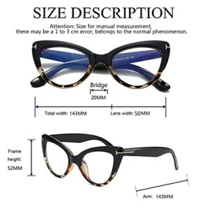 Hubeye 3 Pairs Cat Eye Reading Glasses for Women Oversized Anti Blue Light Computer Readers Fashion Cute Ladies Eyeglasses 2.00