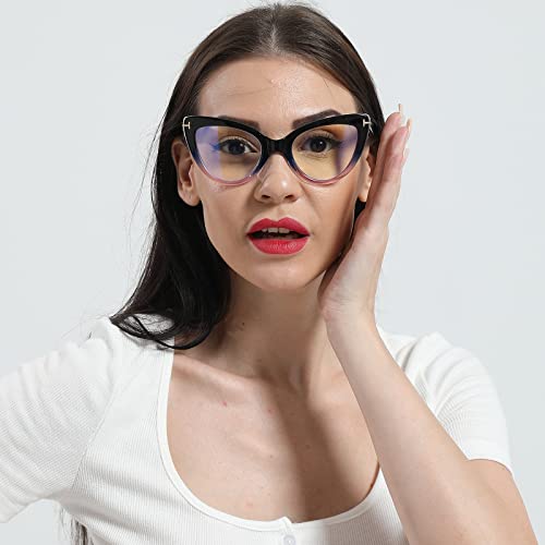 DXYXYO 3 Pack Cat Eye Reading Glasses for Women Fashion Blue Light Blocking Thick Frame Computer Readers 1.5+