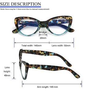 DXYXYO 3 Pack Cat Eye Reading Glasses for Women Fashion Blue Light Blocking Thick Frame Computer Readers 1.5+