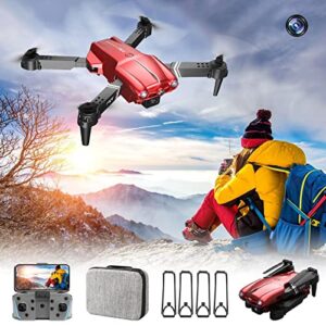 1080p hd fpv camera drone, remote control toy gift for boys and girls, aerial drone with altitude control headless mode one button start speed adjustment (red)