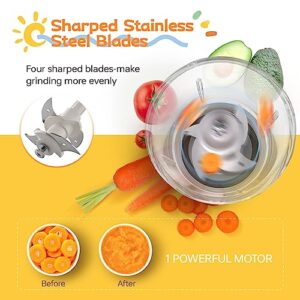 Xsun Baby Food Maker,Portable Baby Food Processor Set for Baby Food, Fruits, Meat, Vegetable Baby Food Puree Blender with Food Containers, Baby Plates, Silicone Spoon,600ml Glass Bowl