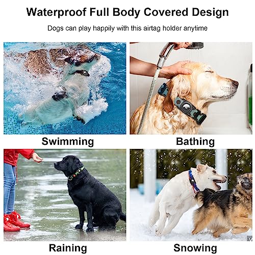 SANKALA Waterproof Airtag Case for Dog Collar, [4 Pack] Airtag Dog Collar Holder, TPU & Silicone Full Body Covered Anti-Lost Apple Air Tag Collar Holder Protective Airtag Case for Pet Collar