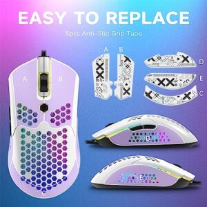 ZIYOU LANG M5 RGB Lightweight Wired Gaming Mouse with 12000 DPI 6 Programmed Buttons,65G Honeycomb Shell,Ultralight Ultraweave Cable,Pixart 3325 Optical Sensor Gamer Mice(White)