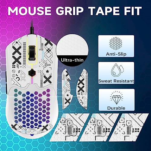 ZIYOU LANG M5 RGB Lightweight Wired Gaming Mouse with 12000 DPI 6 Programmed Buttons,65G Honeycomb Shell,Ultralight Ultraweave Cable,Pixart 3325 Optical Sensor Gamer Mice(White)