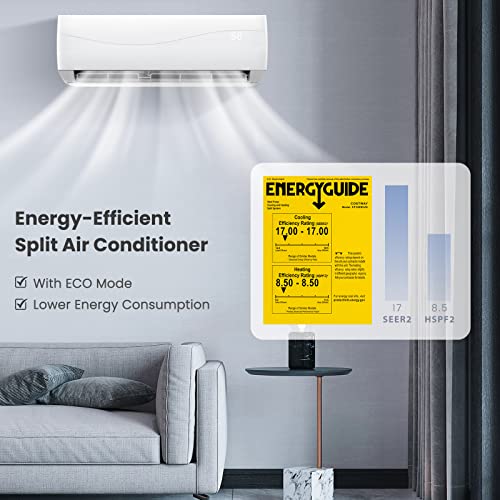 12000BTU Mini Split ; Mini Split Air Conditioner, Heater,20 SEER2 115V Wall-Mounted Ductless AC Unit Cools Rooms up to 750 Sq. Ft, Energy Efficient Inverter AC with Heat Pump ; Installation Kit