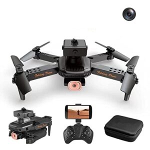 drone with camera, mini drone with dual 1080p hd fpv camera remote control toys gifts for boys with altitude hold, headless mode one key start, with batteries (black(single camera))