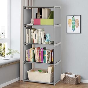Jstcmadby Freestanding Bookshelf 4 Layers Open Bookshelf Assembled Fabric Bookshelf Storage Wall Shelf for Home Office Kitchen Storage