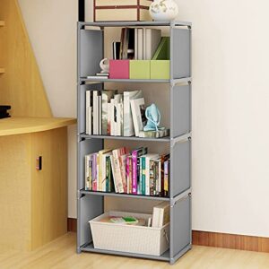 Jstcmadby Freestanding Bookshelf 4 Layers Open Bookshelf Assembled Fabric Bookshelf Storage Wall Shelf for Home Office Kitchen Storage