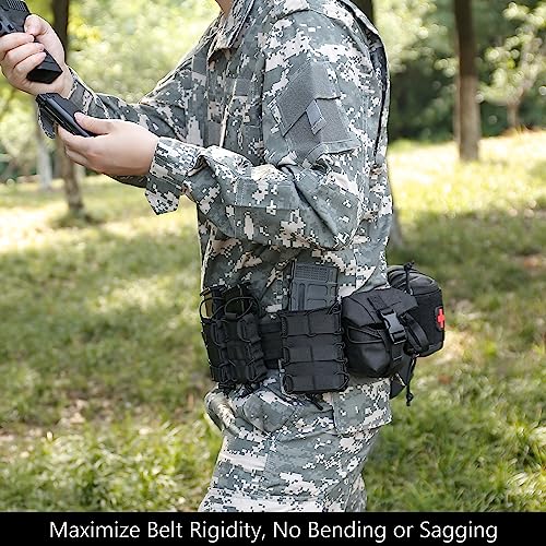 Quarax Tactical Battle Belt with Accessories - Molle Airsoft Belt Set with Holster and Mag Pouches, Utility Duty War Combat Belt for Military/Law Enforcement/Security/MilSim/Hunting/Shooting Range