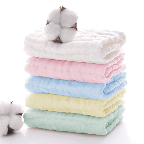 Muslin Cloths for Baby 5 Pack Burp Cloths Newborn Essentials 100% Cotton Organic Washable