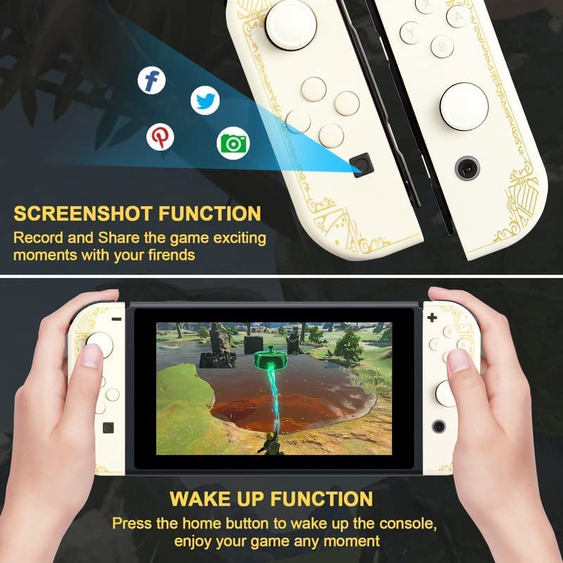 TOPAD Joypads for Nintendo Switch, L/R Wireless Joypad Controller Work with Nintendo Switch/LITE,W/Motion Control/Double Vibration Support Wake-up,No NFC function(Zelda Tears of the Kingdom White)