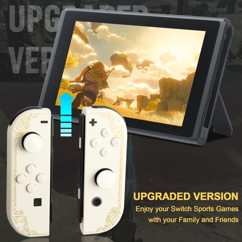 TOPAD Joypads for Nintendo Switch, L/R Wireless Joypad Controller Work with Nintendo Switch/LITE,W/Motion Control/Double Vibration Support Wake-up,No NFC function(Zelda Tears of the Kingdom White)