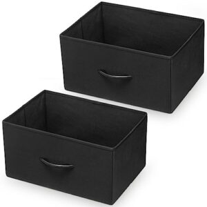 crestlive products fabric dresser drawers with wood handles, closet storage organizer bin for clothes underwear bras socks, foldable containers for bedroom, hallway, entryway - set of 2, black