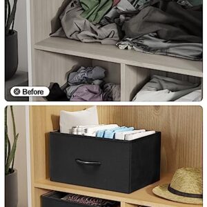 Crestlive Products Fabric Dresser Drawers with Wood Handles, Closet Storage Organizer Bin for Clothes Underwear Bras Socks, Foldable Containers for Bedroom, Hallway, Entryway - Set of 2, Black