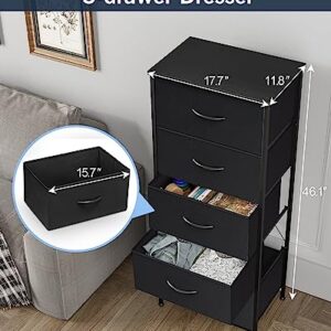 Crestlive Products Fabric Dresser Drawers with Wood Handles, Closet Storage Organizer Bin for Clothes Underwear Bras Socks, Foldable Containers for Bedroom, Hallway, Entryway - Set of 2, Black