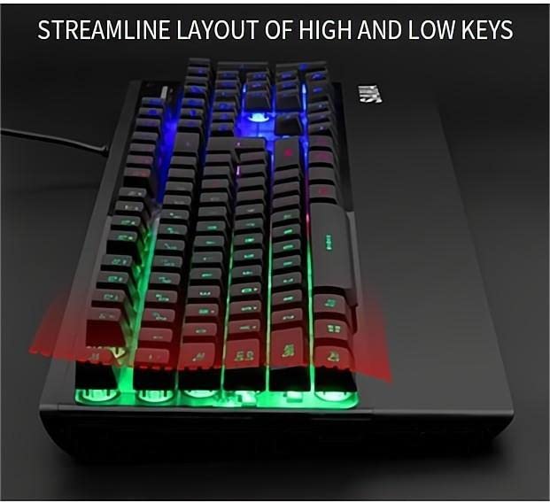 SAMA HJ9525 RGB Gaming Mechanical Keyboard and Mouse Set Wired 108 Keys Computer Keyboard and RGB Mouse Black