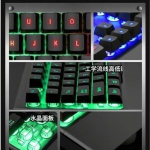 SAMA HJ9525 RGB Gaming Mechanical Keyboard and Mouse Set Wired 108 Keys Computer Keyboard and RGB Mouse Black