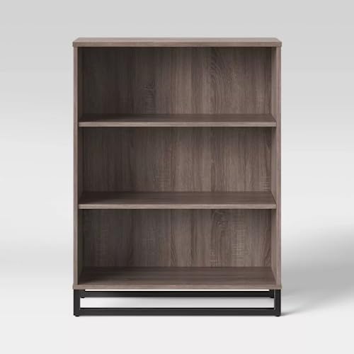 FARMAHAR Stylish and Contemporary 3-Shelf Open Bookshelf with Metal Frame for Room Décor and Organization