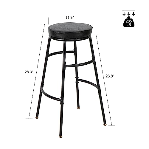 Homaterial Bar Stools, Set of 2 Bar Chairs,Round PU Upholstered Breakfast Stools with Footrest, Metal Frame, Kitchen Counter Height Bar Stools, for Dining Room, Kitchen, Black