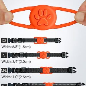 Joytale 2 Pack Airtag Dog Collar Holder, Elastic Silicone Air Tag Holder for Dogs and Cats, Light and Durable Apple Airtag Holder with Slide-On Loop(Hot Pink/Orange)