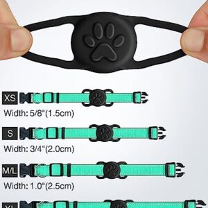 Joytale 2 Pack Airtag Dog Collar Holder, Elastic Silicone Air Tag Holder for Dogs and Cats, Light and Durable Apple Airtag Holder with Slide-On Loop(Black/Mint)