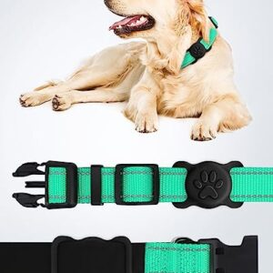 Joytale 2 Pack Airtag Dog Collar Holder, Elastic Silicone Air Tag Holder for Dogs and Cats, Light and Durable Apple Airtag Holder with Slide-On Loop(Black/Mint)