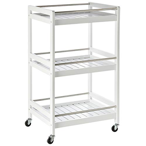 TybAtt Carts 3-Tier Home Trolley Kitchen Storage Cart W/Steel Bars 4 Universal Wheels Rolling Unit Organiser Living Room