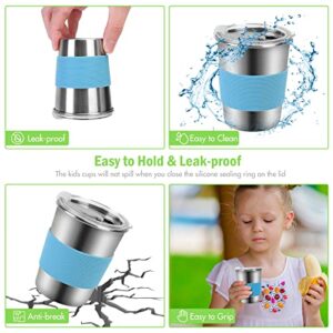 Yummy Sam 5 Pack 8 oz Kids Cups with Lids, Stainless Steel Spill-proof Unbreakable Insulated Drinking Water Tumblers with Anti-slip Sleeves for Children Toddlers Adults