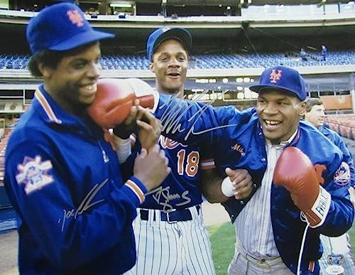 Mike Tyson Dwight Gooden Darryl Strawberry Signed 16x20 Photo Mets JSA 179795 - Autographed Boxing Photos