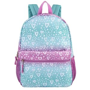 17 Inch Backpack with Side Pockets for Girls for School, Travel, Hiking, Camping (Ombre Hearts)