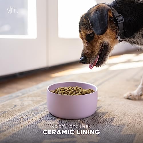 Simple Modern Ceramic Lined Stainless Steel Pet Water Bowl for Dogs & Cats | Insulated Stainless Steel Food Bowls | No Tip No Slip BPA Free | Bentley Collection | Medium (4 Cups) | Almond Birch