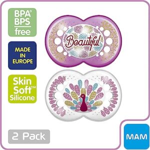 MAM Original, Nipple Shape Helps Promote Healthy Oral Development, 2 Pack, 16+ Months, Peacock