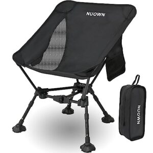 nuown portable chair camping chair adjustable height camping folding beach chair lightweight portable folding camping chair with side pockets for hiking & beach black